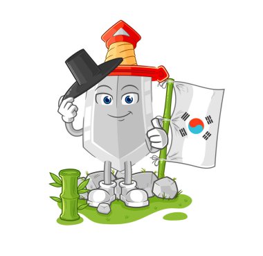 Koreli kılıç karakteri. karikatür maskotu vektosu