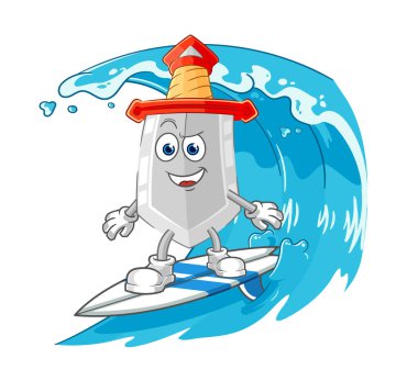 Kılıç sörfü karakteri. karikatür maskotu vektosu