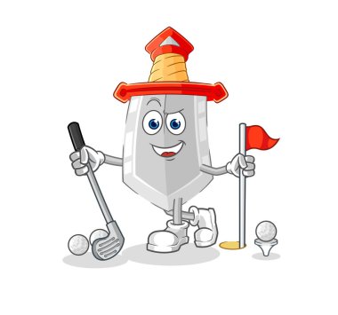 Golf oynayan kılıç. karikatür
