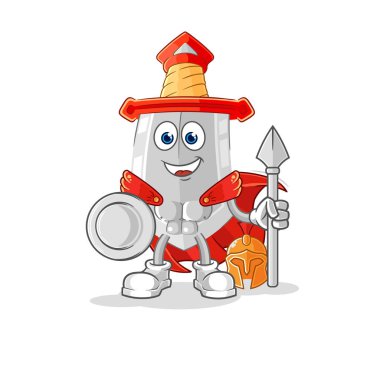 Spartalı kılıç karakteri. karikatür maskotu vektosu