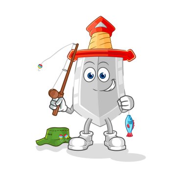 Kılıç balıkçısı illüstrasyonu. karakter vektosu