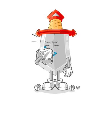 Kılıç sümkürme karakteri. karikatür maskotu vektosu