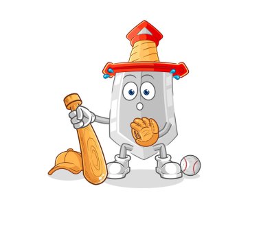 Kılıç Beyzbol Yakalayıcı çizgi filmi. karikatür maskotu vektosu