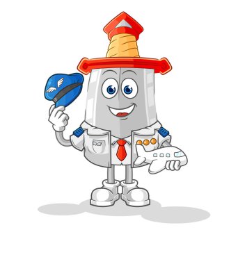 Kılıç pilotu maskotu. çizgi film vektosu