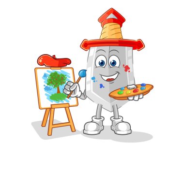 Kılıç sanatçısı maskotu. çizgi film vektosu