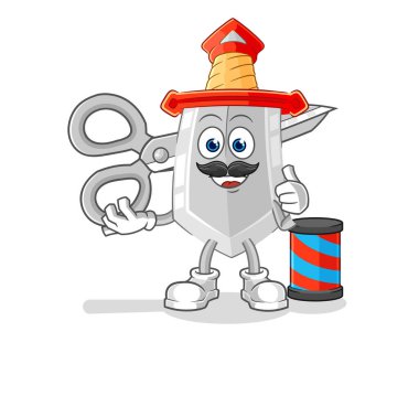 Kılıç berberi çizgi filmi. karikatür maskotu vektosu