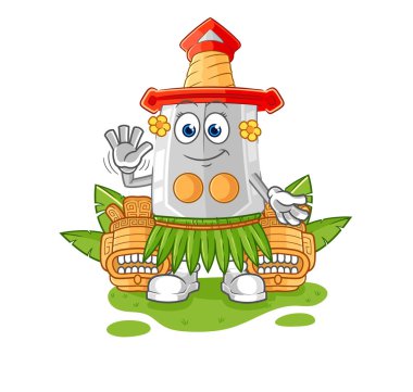 Kılıç sallayan Hawaii 'li karakter. karikatür maskotu vektosu