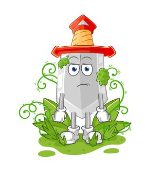 Kılıç çok uzun zamandır maskotluk yapıyor. çizgi film vektosu