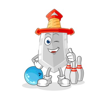 Kılıç bovling illüstrasyonu. karakter vektosu