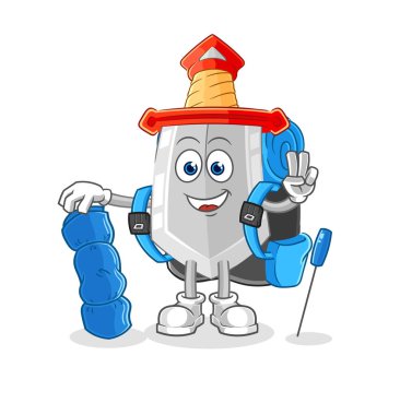 Kılıç kamp maskotu olur. çizgi film vektosu