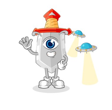 Kılıç uzaylı çizgi film maskotu Vecto