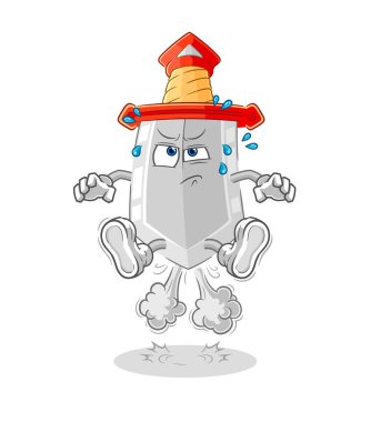 Kılıçla atlama illüstrasyonu. karakter vektosu