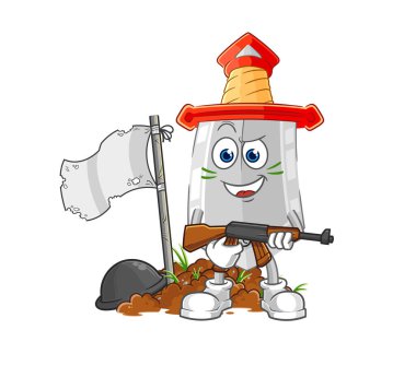 Kılıç ordusu karakteri. karikatür maskotu vektosu