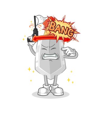 Kılıç uyarı atışı maskotu. çizgi film vektosu