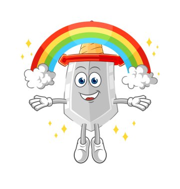 Gökkuşaklı kılıç. çizgi film vektosu