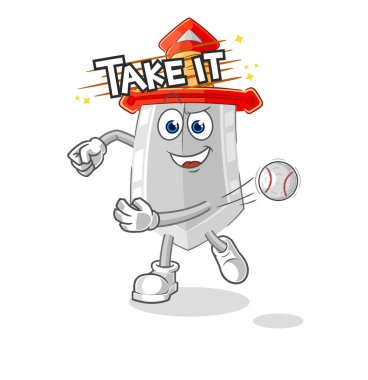 Beyzbol vektörünü fırlatan kılıç. karikatür