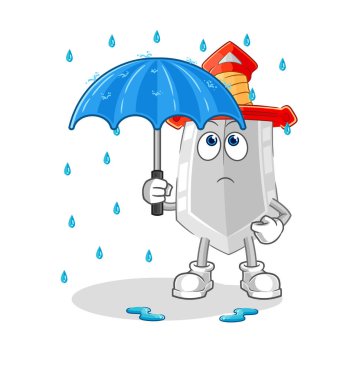 Bir şemsiye tutan kılıç. karakter vektosu