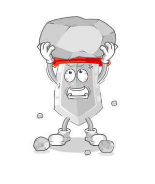 Kılıç kaldıran kaya çizgi film karakteri vecto