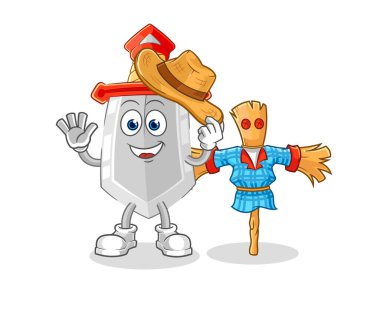 Korkuluklu kılıç çizgi film karakteri vekto