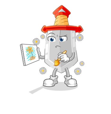 Kılıç geleneksel karikatür karakteri vecto