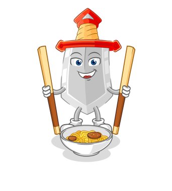 Kılıç erişte karikatürü yer. karakter maskotu vekto