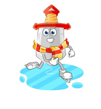 Buz pateni karikatürü. karakter maskotu vekto