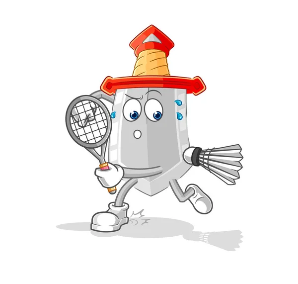 Sword Playing Badminton Illustration Character Vecto — Stockvektor