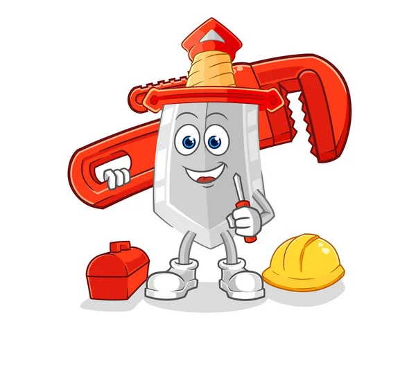 the sword plumber cartoon. cartoon mascot vecto