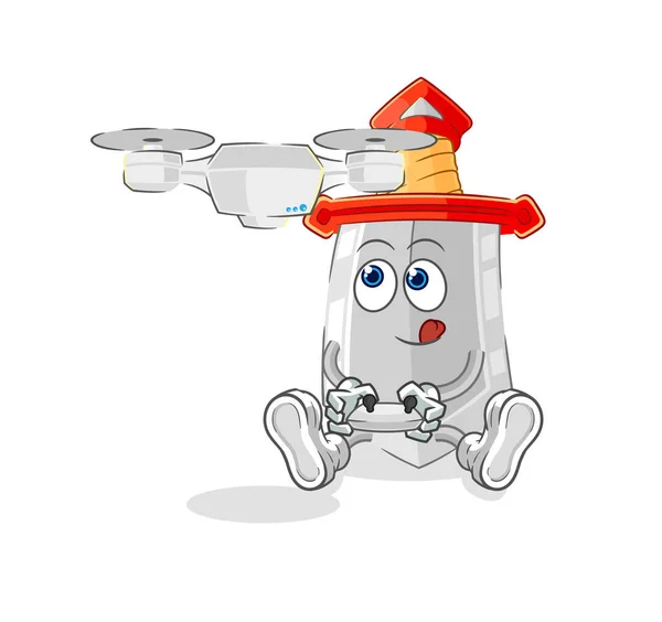 Sword Drone Character Cartoon Mascot Vecto — Stock Vector