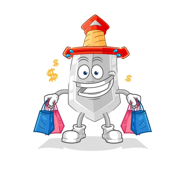 Sword Shoping Mascot Cartoon Vecto — Stockvector