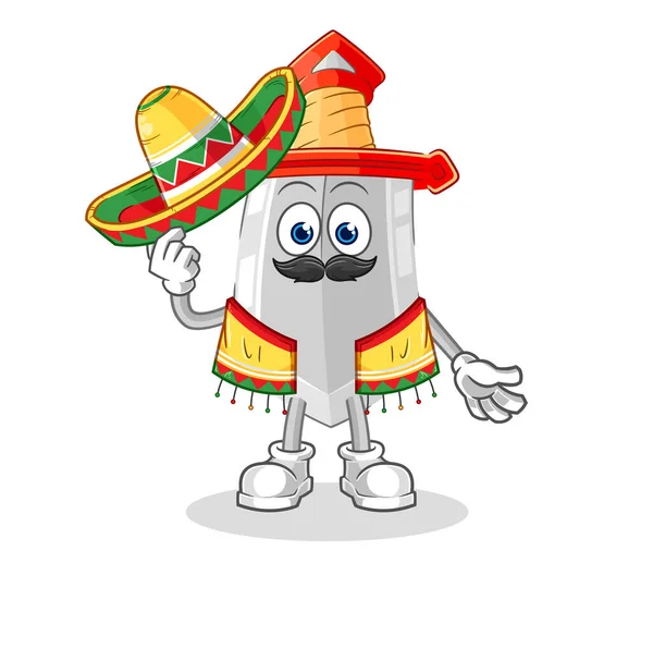 Sword Mexican Culture Flag Cartoon Mascot Vecto — 스톡 벡터