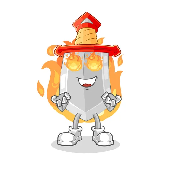 Sword Fire Mascot Cartoon Vecto — Stock vektor