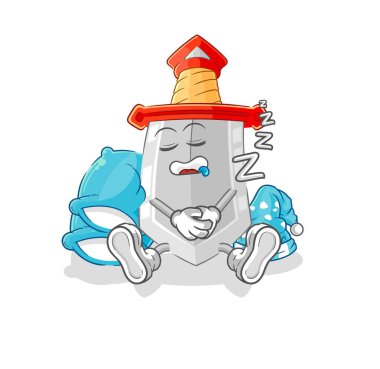 Uyuyan kılıç karakteri. karikatür maskotu vektosu