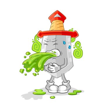 Kılıç çizgi filmi kustu. karikatür maskotu vektosu