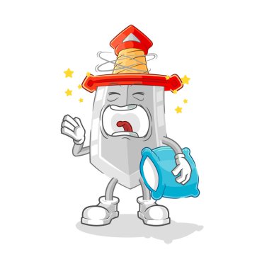 Kılıç esneme karakteri. karikatür maskotu vektosu