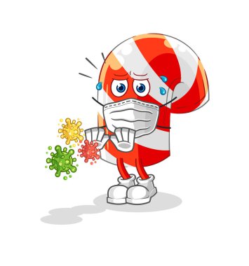 Şeker kamışı virüsleri reddediyor. karikatür maskotu vektosu