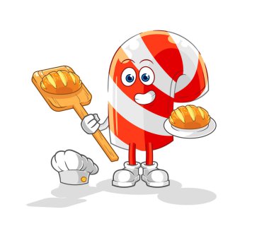 Ekmekli şeker kamışı fırıncısı. karikatür maskotu vektosu