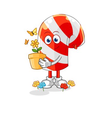 Saksısı olan şeker kamışı. karakter vektosu