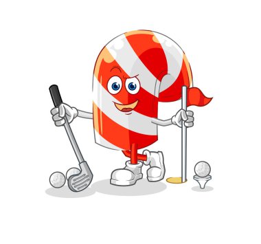 Golf oynayan şeker kamışı. karikatür