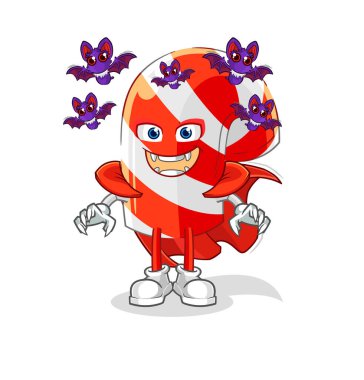 Şeker kamışı Drakula çizimi. karakter vektosu