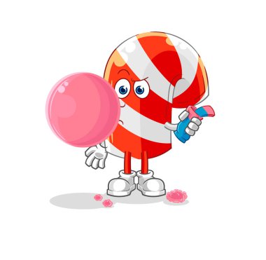 Sakız çiğneyen şeker çubuğu vektörü. karikatür