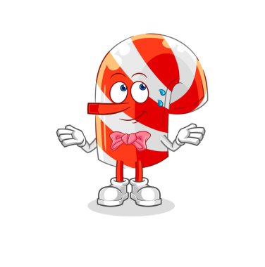 Şeker kamışı Pinokyo karakteri gibi yalan söylüyor. karikatür maskotu vektosu