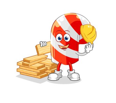 Çubuk şeker üreticisi vektörü. karikatür