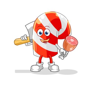 Şeker kamışı Kasap illüstrasyonu. karakter vektosu