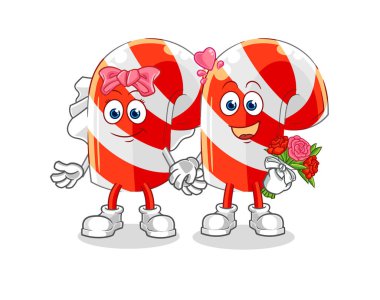 Şeker kamışı düğün karikatürü. karikatür maskotu vektosu