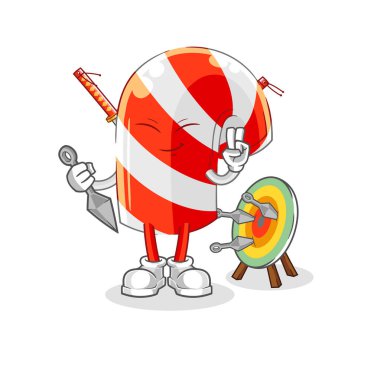 Ninja şekerleme çizgi filmi. karakter vektosu