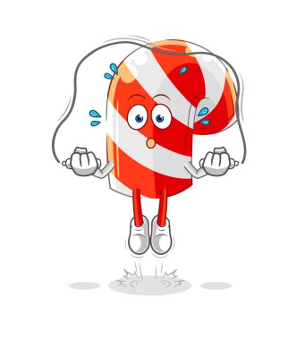 Şeker kamışı ip atlama egzersizi. karakter vektosu