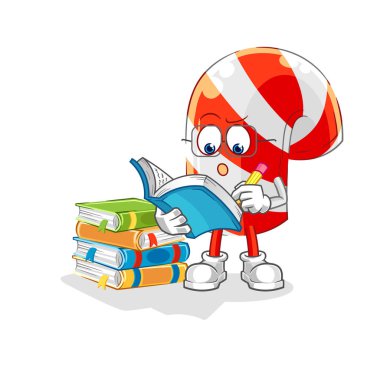 Maskotu inceleyen şeker kamışı. çizgi film vektosu