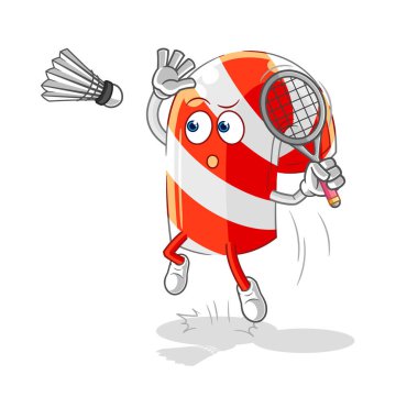 Badminton çizgi filmindeki şeker kamışı ezme. karikatür maskotu vektosu