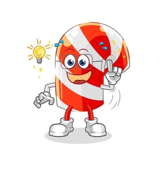 Candy Cane Got Idea Cartoon Mascot Vecto — Wektor stockowy
